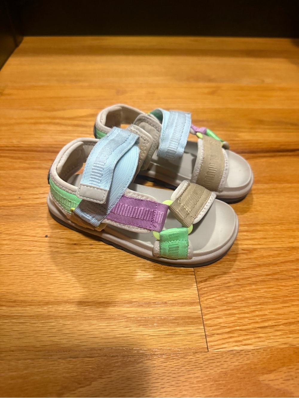 Zara Kids Multi-Color Strap Sandals - Pastel Green, Purple & Blue